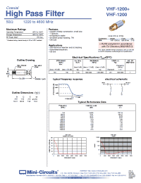 Datasheet VHF-1200+ manufacturer Mini-Circuits